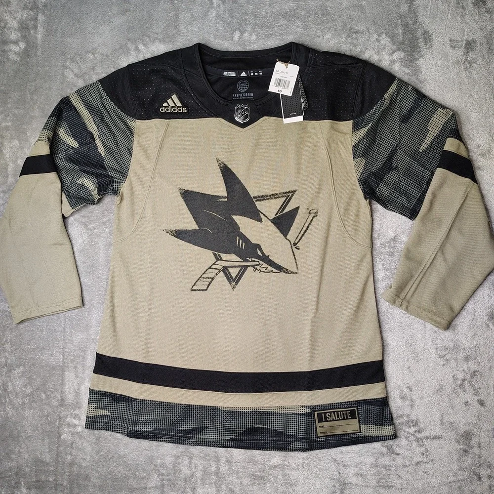 San Jose Sharks Adidas Jersey 52 Military Salute To Service Authentic Primegreen